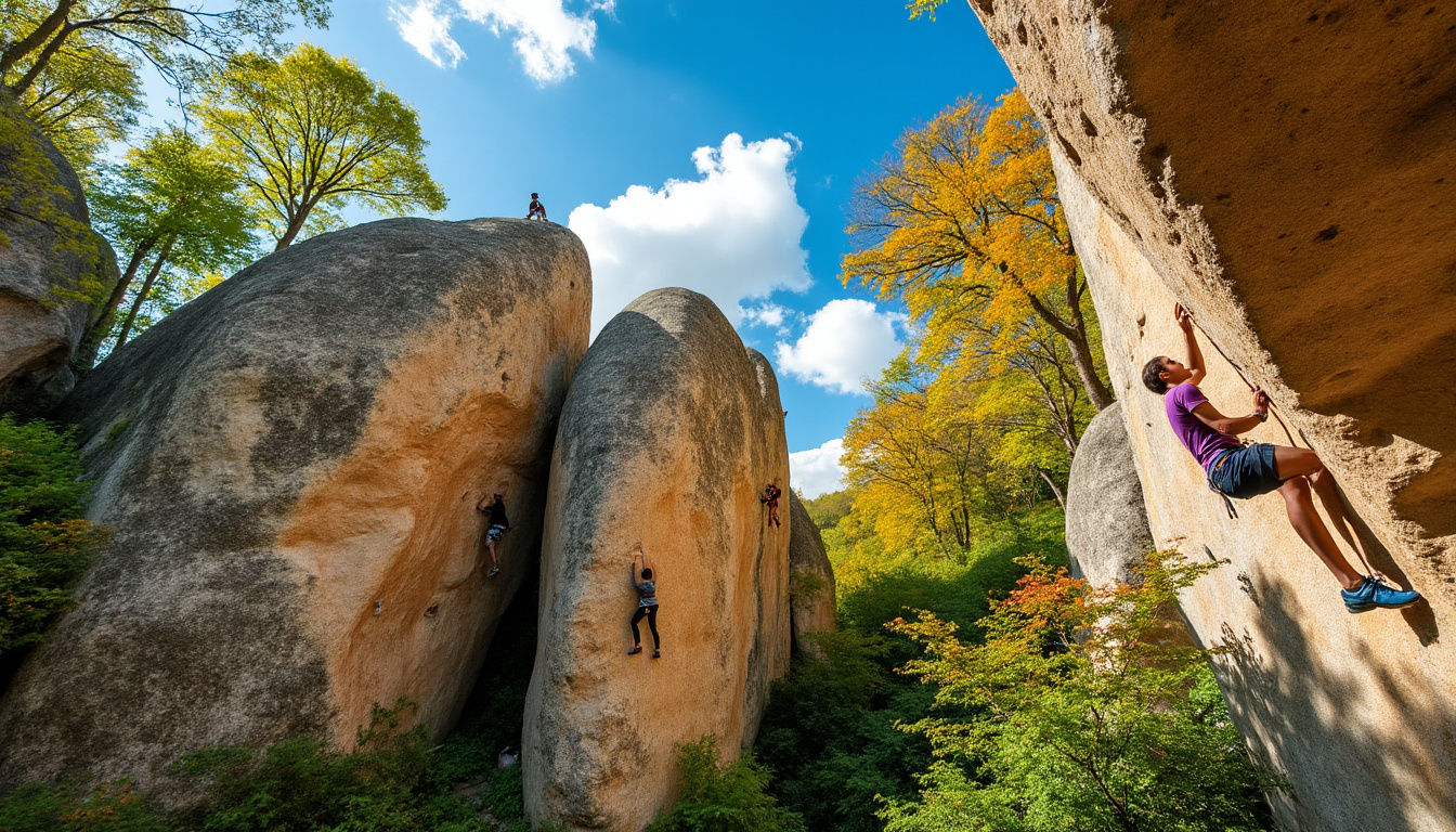 explorez les meilleurs sites d'escalade à fontainebleau, découvrez des parcours pour tous les niveaux et profitez d'une expérience unique en pleine nature.